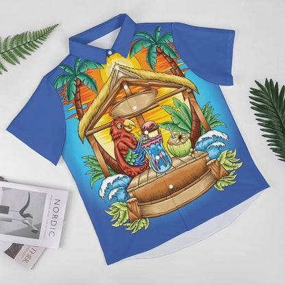 Men's Hawaiian Parrot Print Casual Short Sleeve Shirt 2306102578