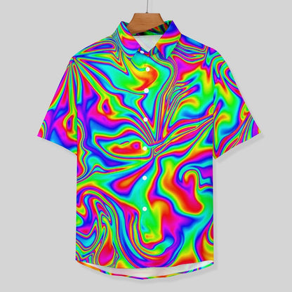 Men's Hawaiian Flowing Color Print Resort Shirt 2306101600
