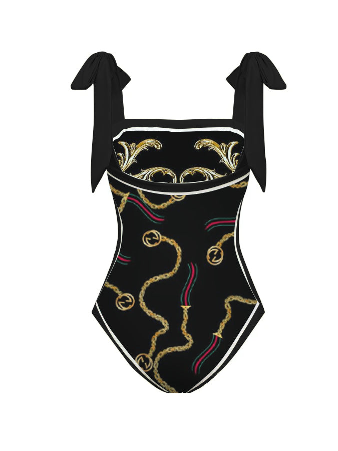 Dark Print Reversible One Piece Swimsuit And Cover up