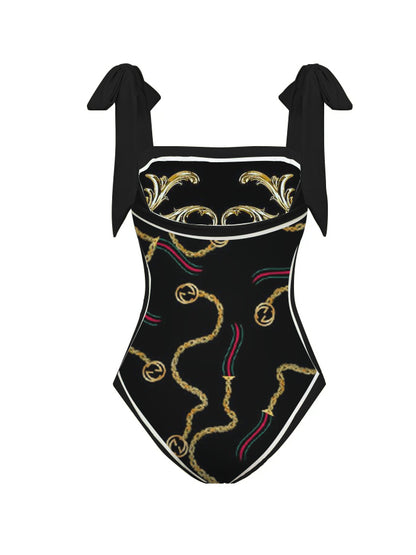 Dark Print Reversible One Piece Swimsuit And Cover up