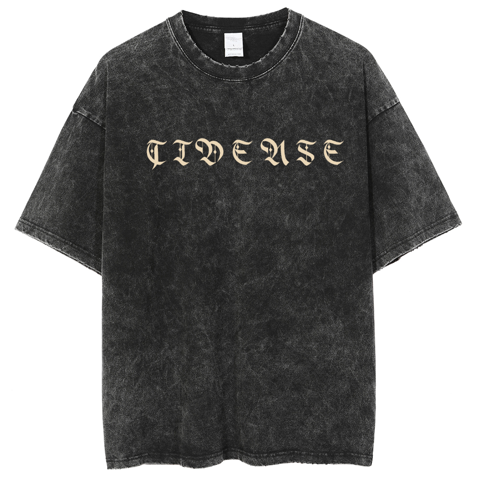 Mens Cotton Wash Solid T-Shirts Oversized Unisex Short Sleeve Streetwear Rap Hip Hop Basic Tee Tops
