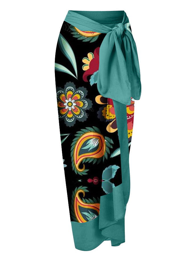 Print Collar Wrap Fashion One Piece Swimsuit