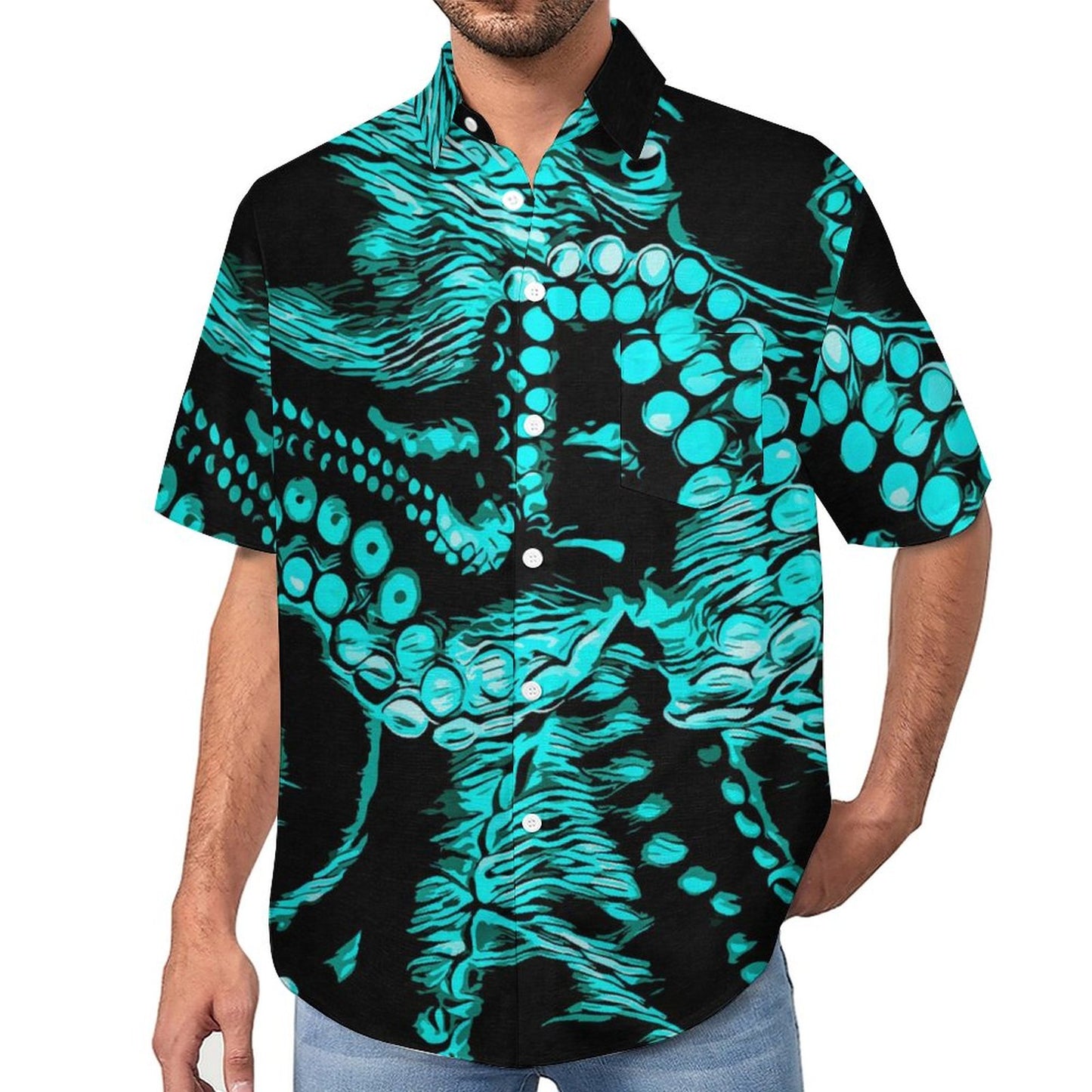 Men's Octopus Painted Print Vacation Hawaiian Shirt 2305106284