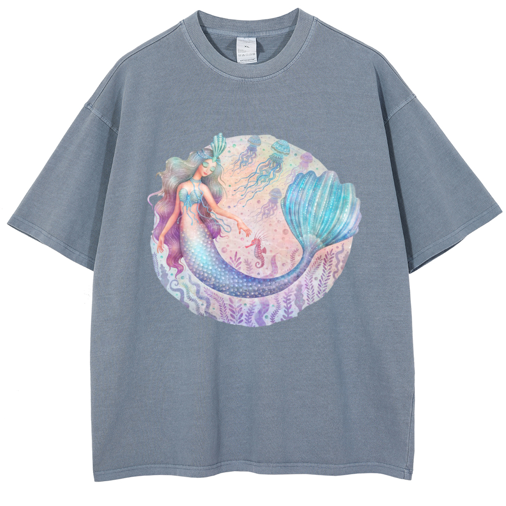 Mens Cotton Wash Solid T-Shirts Oversized Unisex Short Sleeve Streetwear Rap Hip Hop Basic Tee Tops