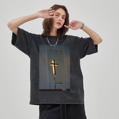 Unisex Vintage Solid Wash T-Shirts 2305103940