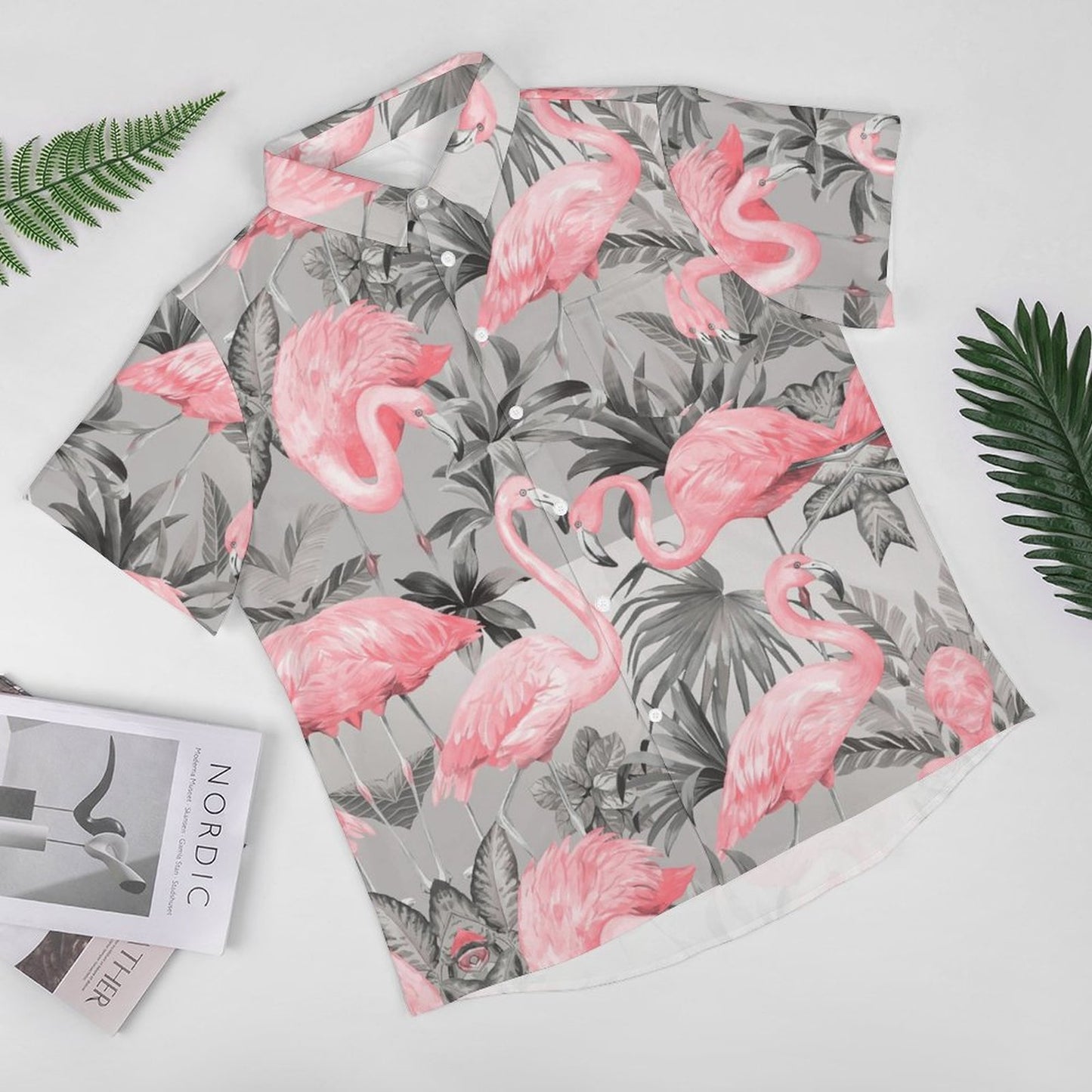 Men's Hawaiian Flamingo Print Vacation Shirt 2306101857