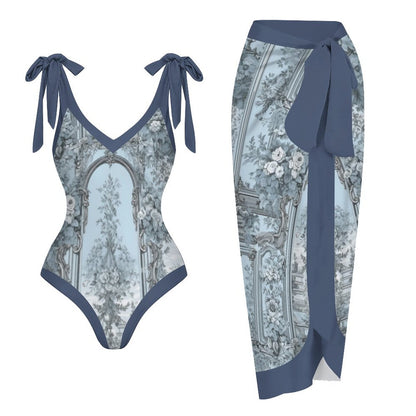 Casual Printed One-Piece Swimsuit And Cover Up 2305102458
