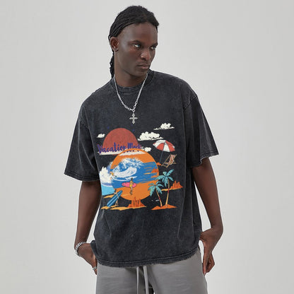 Unisex Vintage Solid Wash T-Shirts 2305102653