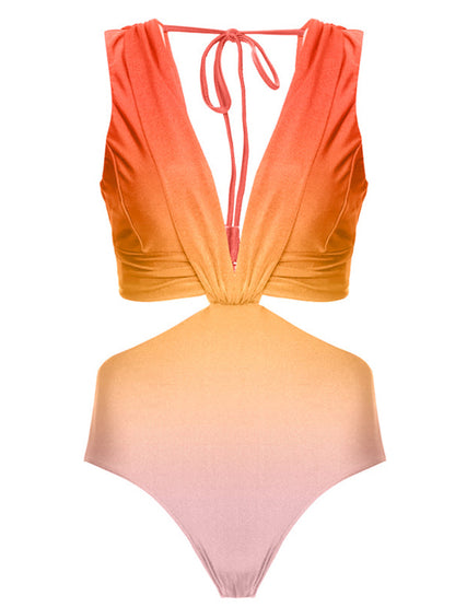 Gradient Print Fashion One Piece Swimsuit and Cover Up