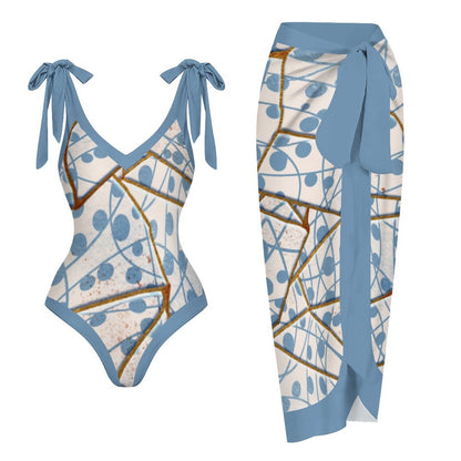 Casual Printed One-Piece Swimsuit And Cover Up 2305102470