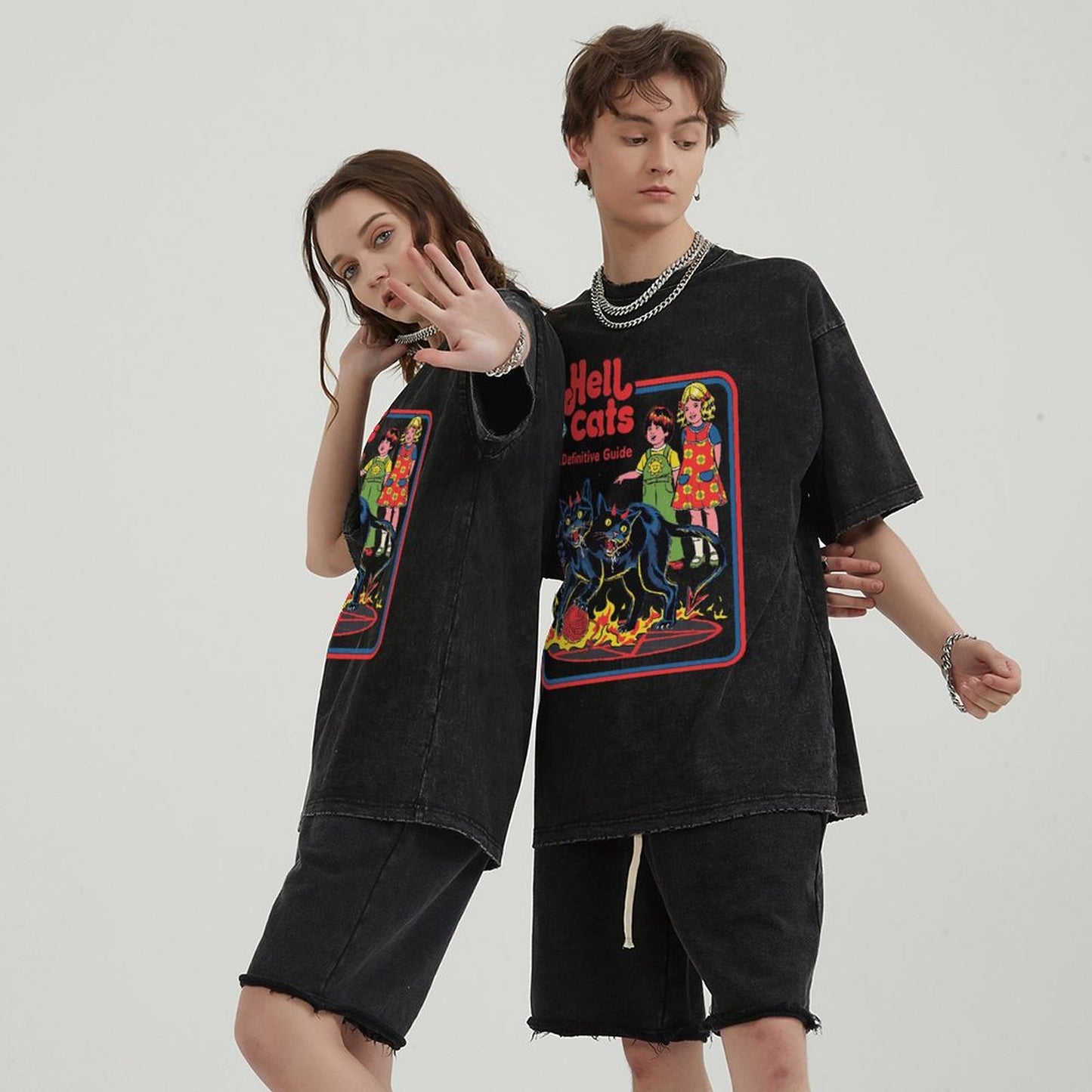 Unisex Vintage Solid Wash Denim T-Shirts
