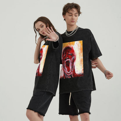 Unisex Vintage Solid Wash T-Shirts 2305104079