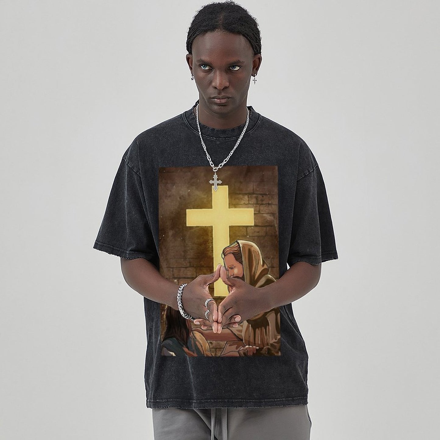 Unisex Vintage Solid Wash T-Shirts 2305103964