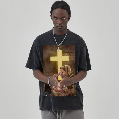 Unisex Vintage Solid Wash T-Shirts 2305103964