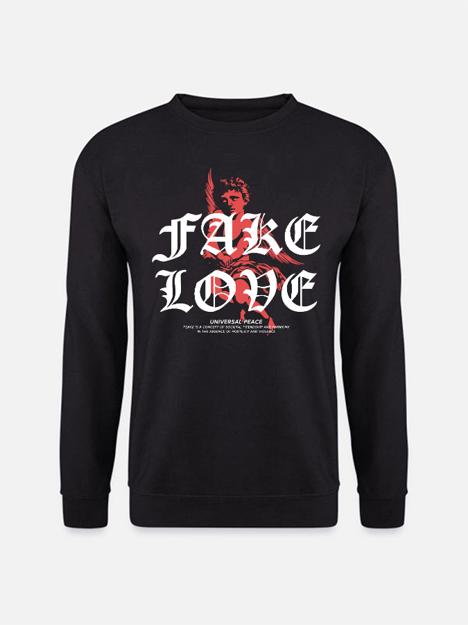 Unisex Round Neck Casual Peace Love Printed Long Sleeve Sweatshirt