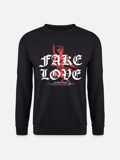 Unisex Round Neck Casual Peace Love Printed Long Sleeve Sweatshirt