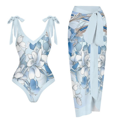 Casual Printed One Piece Swimsuit And Cover Up 2306103046