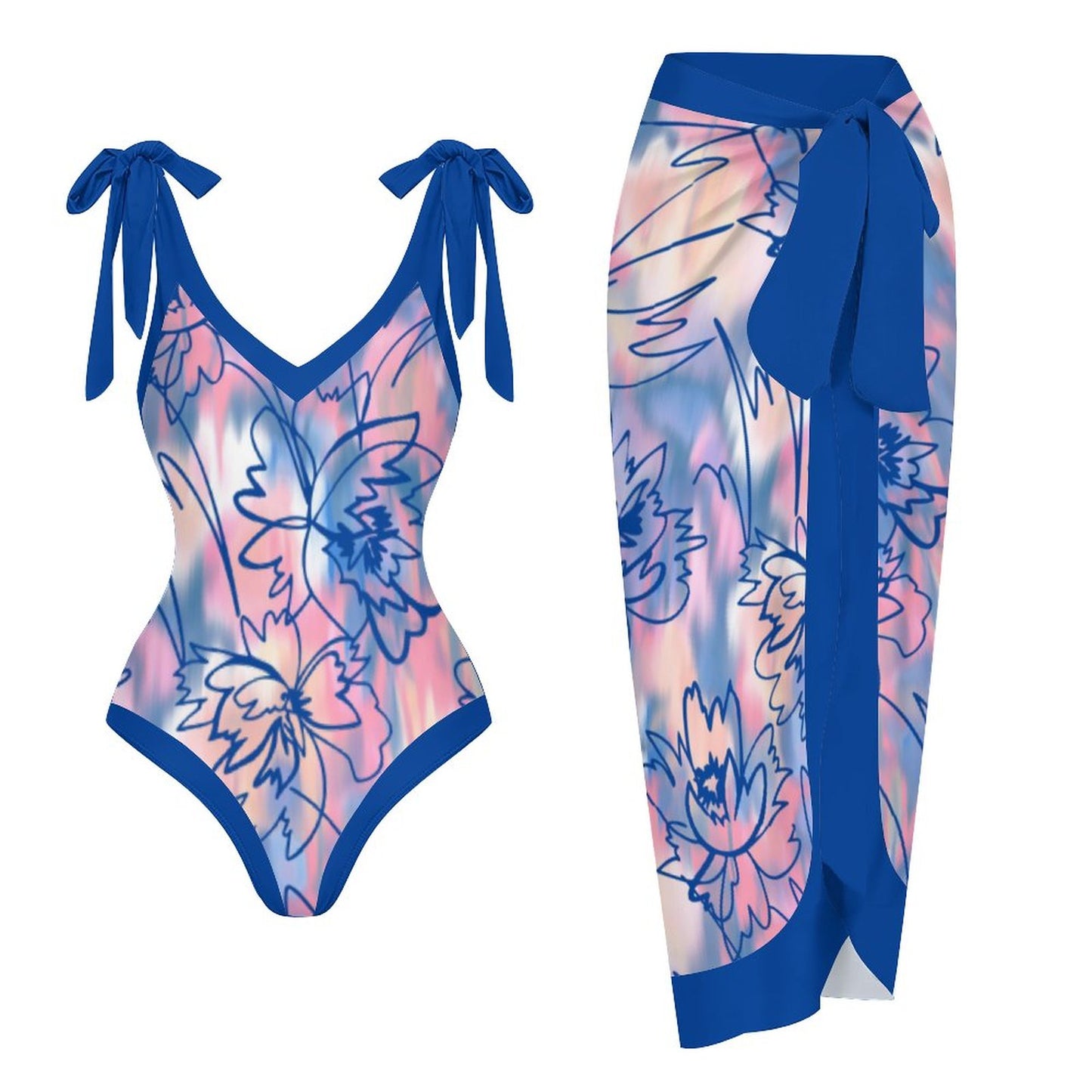 Casual Printed One Piece Swimsuit And Cover Up 2305106848