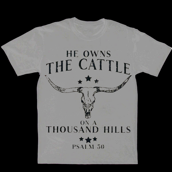 He Owns the Cattle on a Thousand Hills Men's Casual Printed T-Shirt