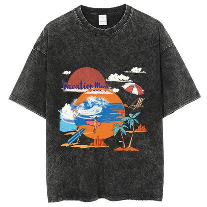 Unisex Vintage Solid Wash T-Shirts 2305102653