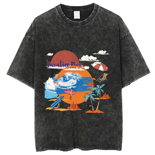 Unisex Vintage Solid Wash T-Shirts 2305102653