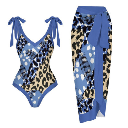 Casual Printed One-Piece Swimsuit And Cover Up 2305102873