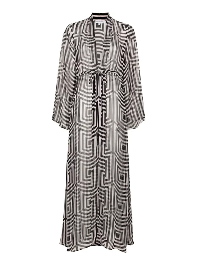 Geometric Print Bikini and Kimono