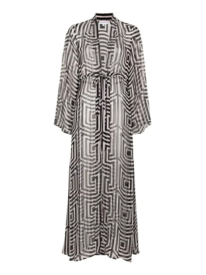Geometric Print Bikini and Kimono