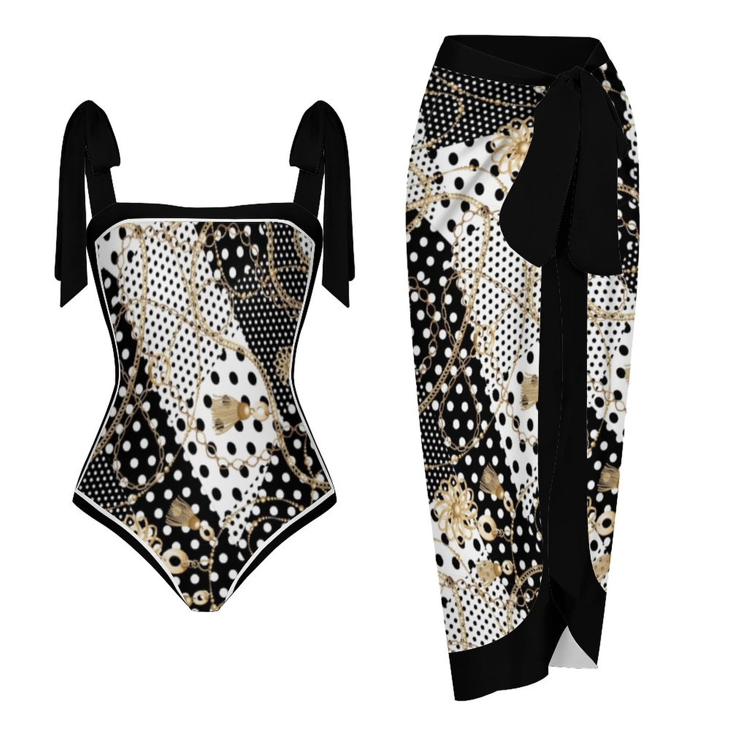 Fashion Printed One Piece Swimsuit And Cover Up 2305104458