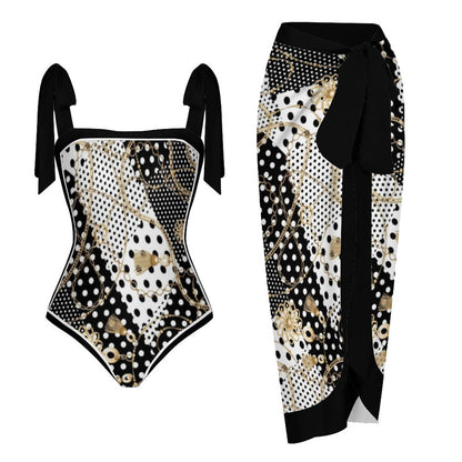 Fashion Printed One Piece Swimsuit And Cover Up 2305104458