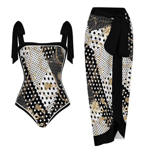 Fashion Printed One Piece Swimsuit And Cover Up 2305104458