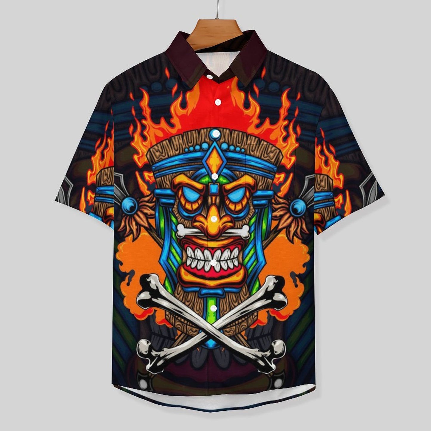 Men's Hawaiian TIKI Print Casual Short Sleeve Shirt 2306102582