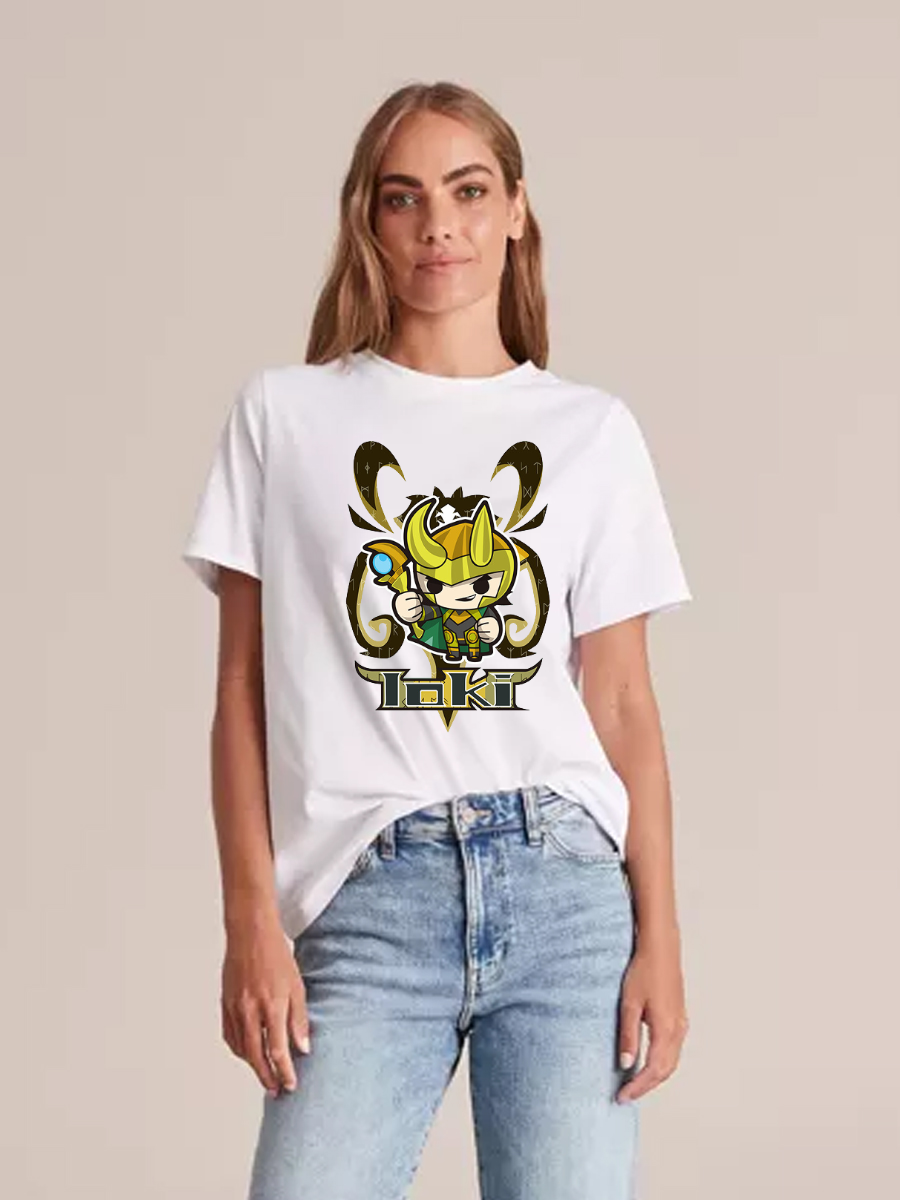 Women's Casual Little Loki Printed Round Neck Short Sleeve T-Shirt