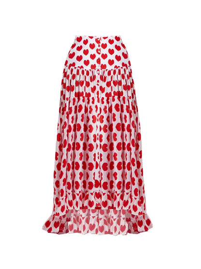 Sling Lace Up Printed One Piece Swimsuit And Beach Skirt