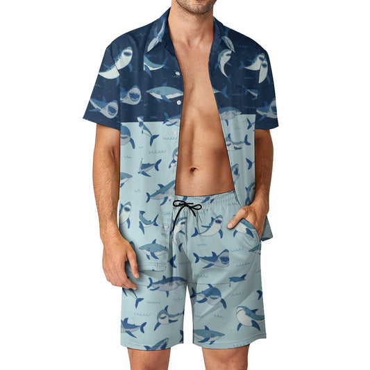 Men's Hawaiian Print Beach Two-Piece Suit 2305102351