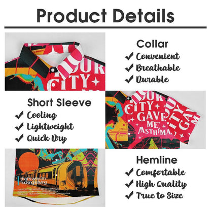Men's Hawaiian Your City Gave Me Asthma Print Casual Short Sleeve Shirt 2306102363