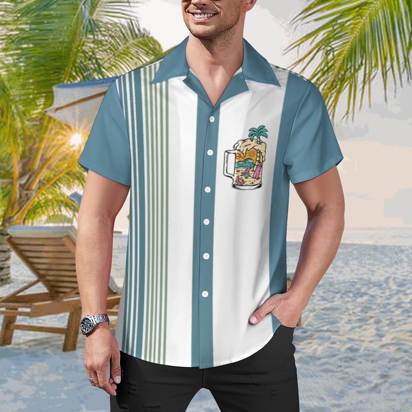 Men's Hawaiian Print Casual Shirt 2304104638