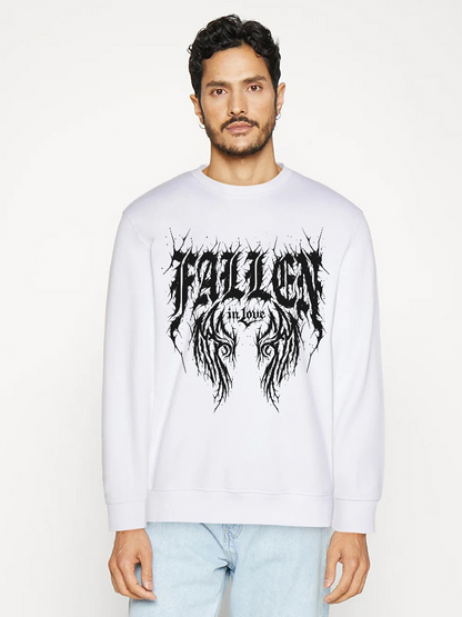 Unisex Round Neck Casual Fallen In Love Printed Long Sleeve Sweatshirt