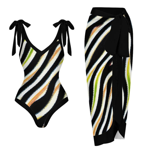 Casual Printed One-Piece Swimsuit And Cover Up 2305102448