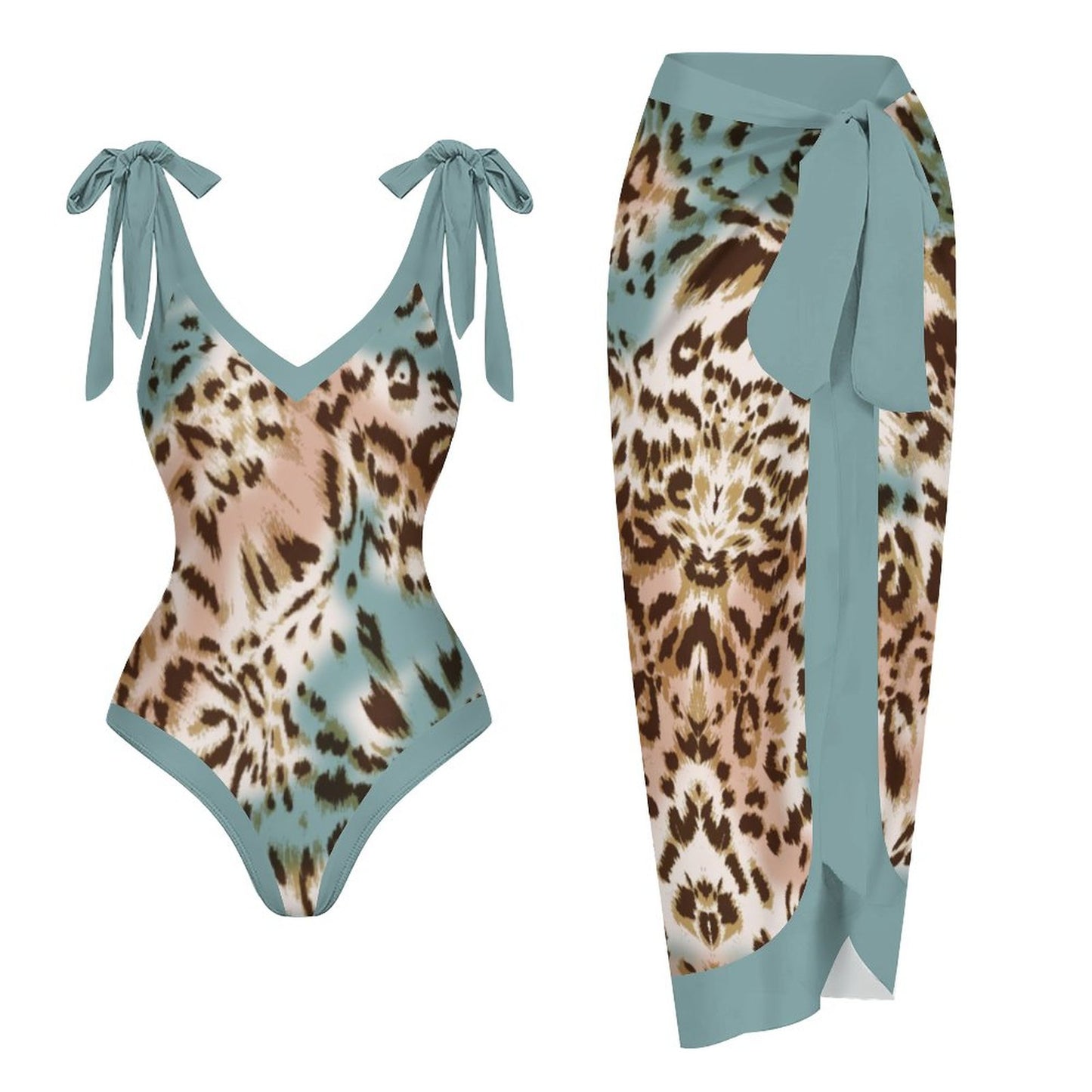 Casual Printed One-Piece Swimsuit And Cover Up 2305102870