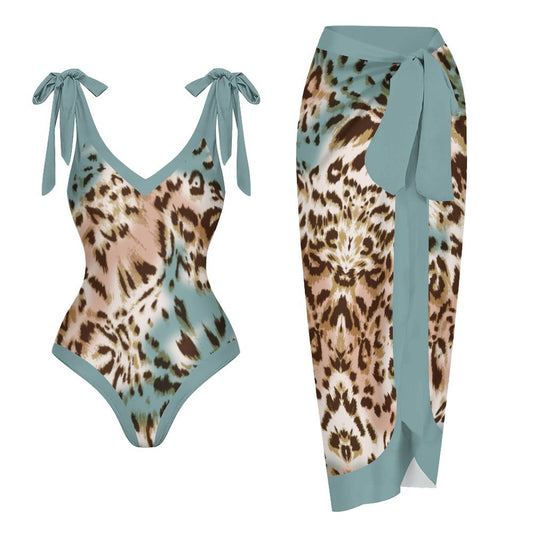 Casual Printed One-Piece Swimsuit And Cover Up 2305102870