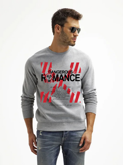 Men's Letter Round Neck Casual Printed Long Sleeve Sweatshirt