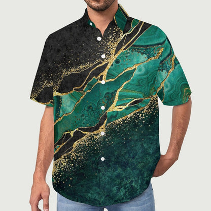 Men's Texture Print Vacation Hawaiian Shirt 2306104039