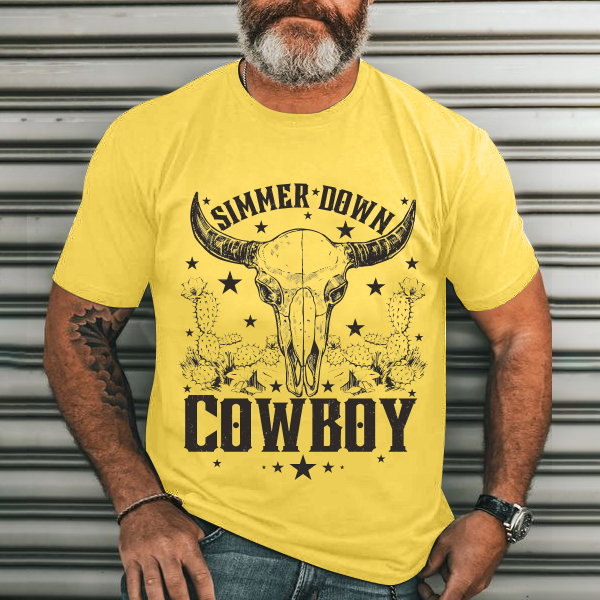 Cowboy Men's Casual Printed T-Shirt