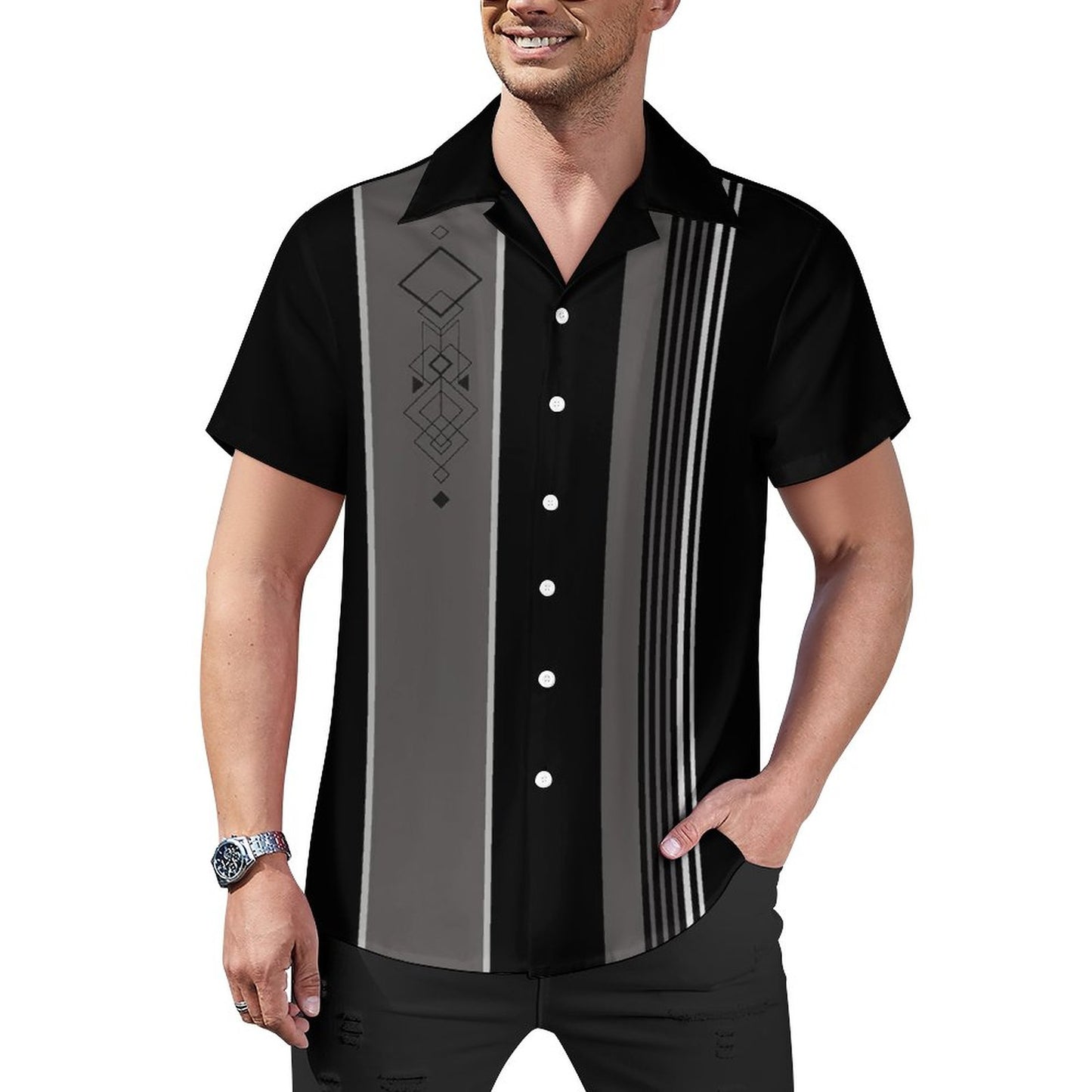 Men's Hawaiian Print Casual Shirt 2304104801