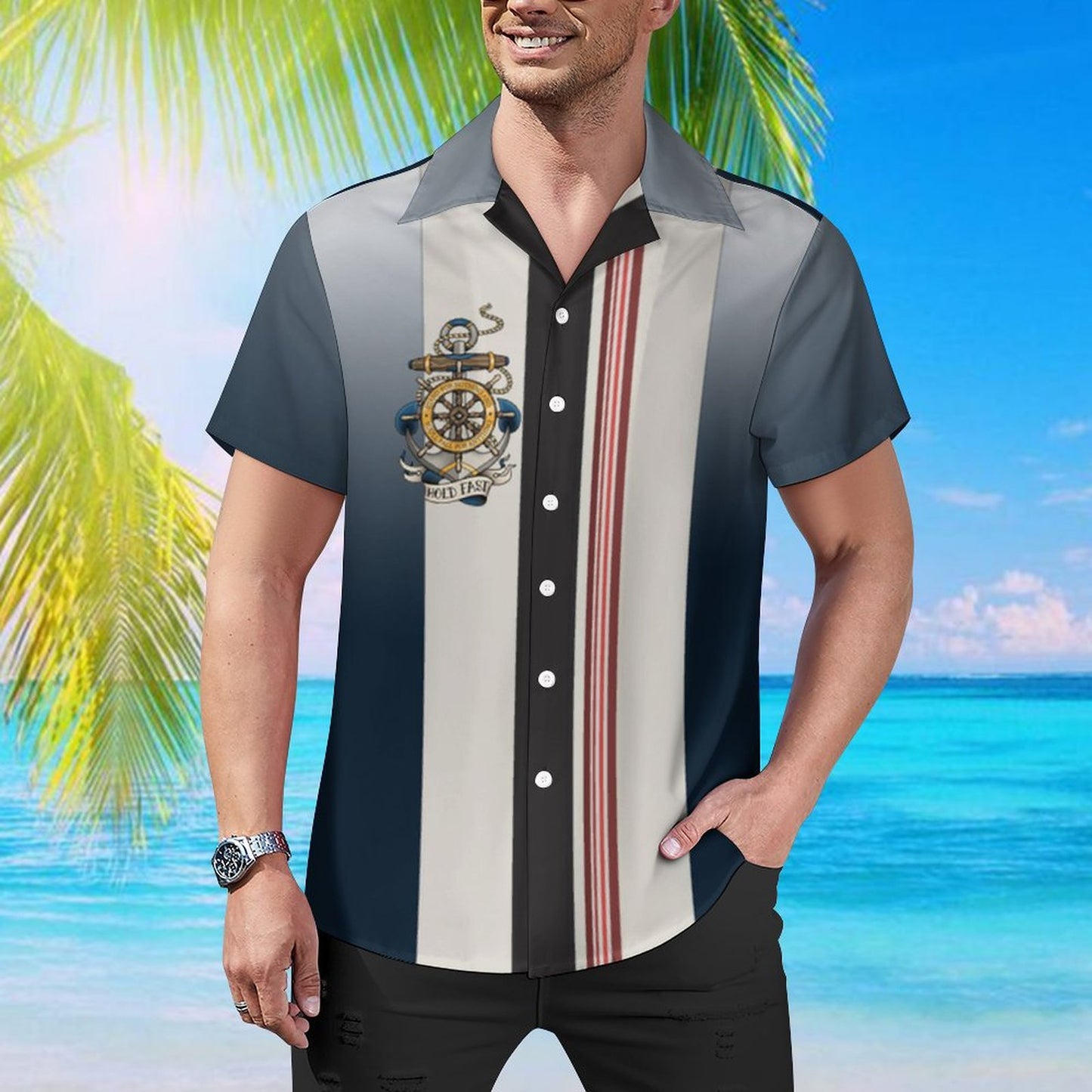 Men's Hawaiian Print Casual Shirt 2304107496