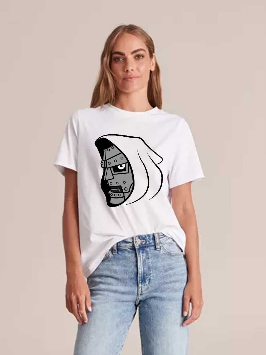 Women's Casual Doom Marvel Comics Printed Round Neck Short Sleeve T-Shirt