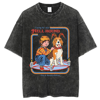 Unisex Vintage Solid Wash Denim T-Shirts