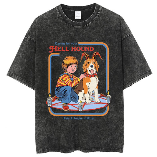 Unisex Vintage Solid Wash Denim T-Shirts