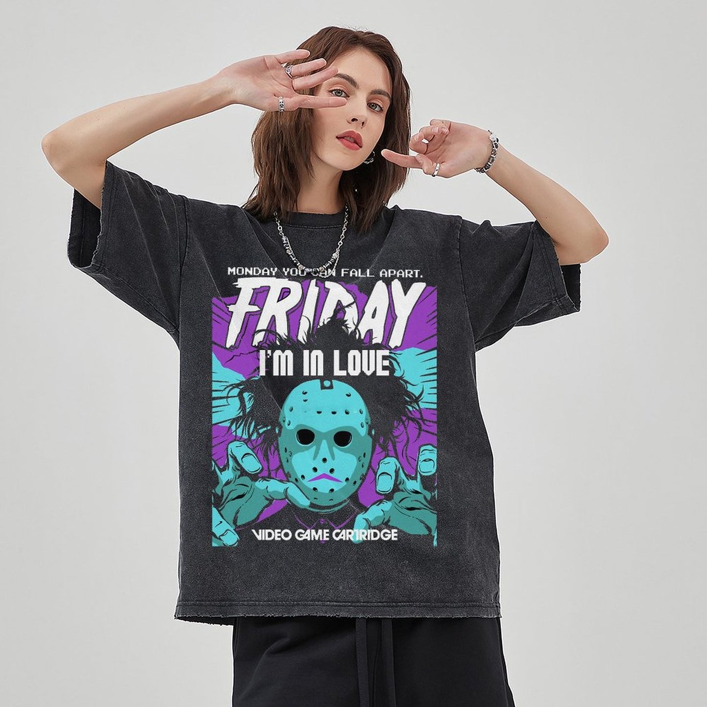 Unisex Vintage Solid Wash Denim T-Shirts